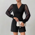 Jumpsuit Damen mit Wickeldetail und Puffärmeln in Schwarz - 3 - Annoboutique