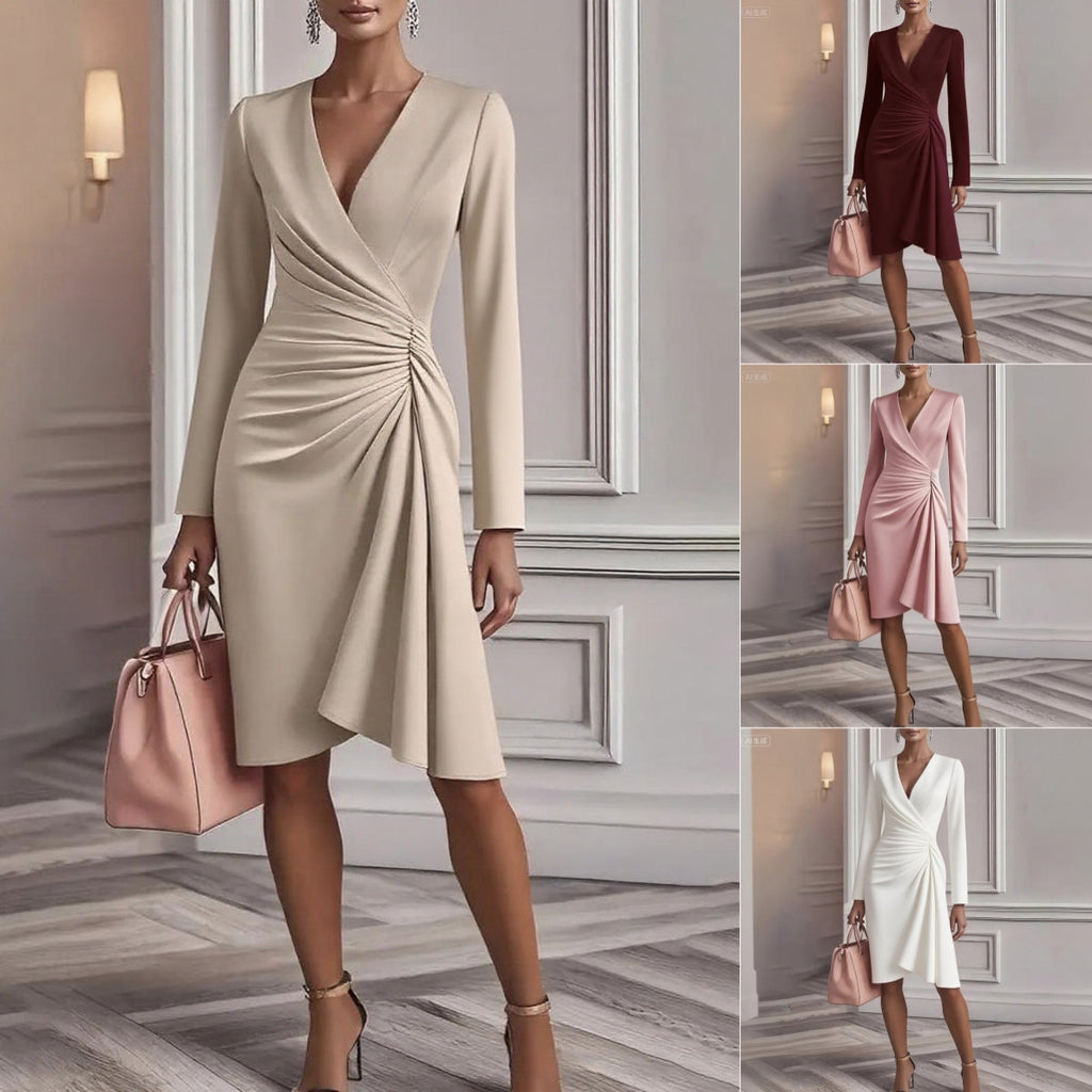 Wickelkleid Damen mit V-Ausschnitt und taillierter Silhouette - 2 - Annoboutique