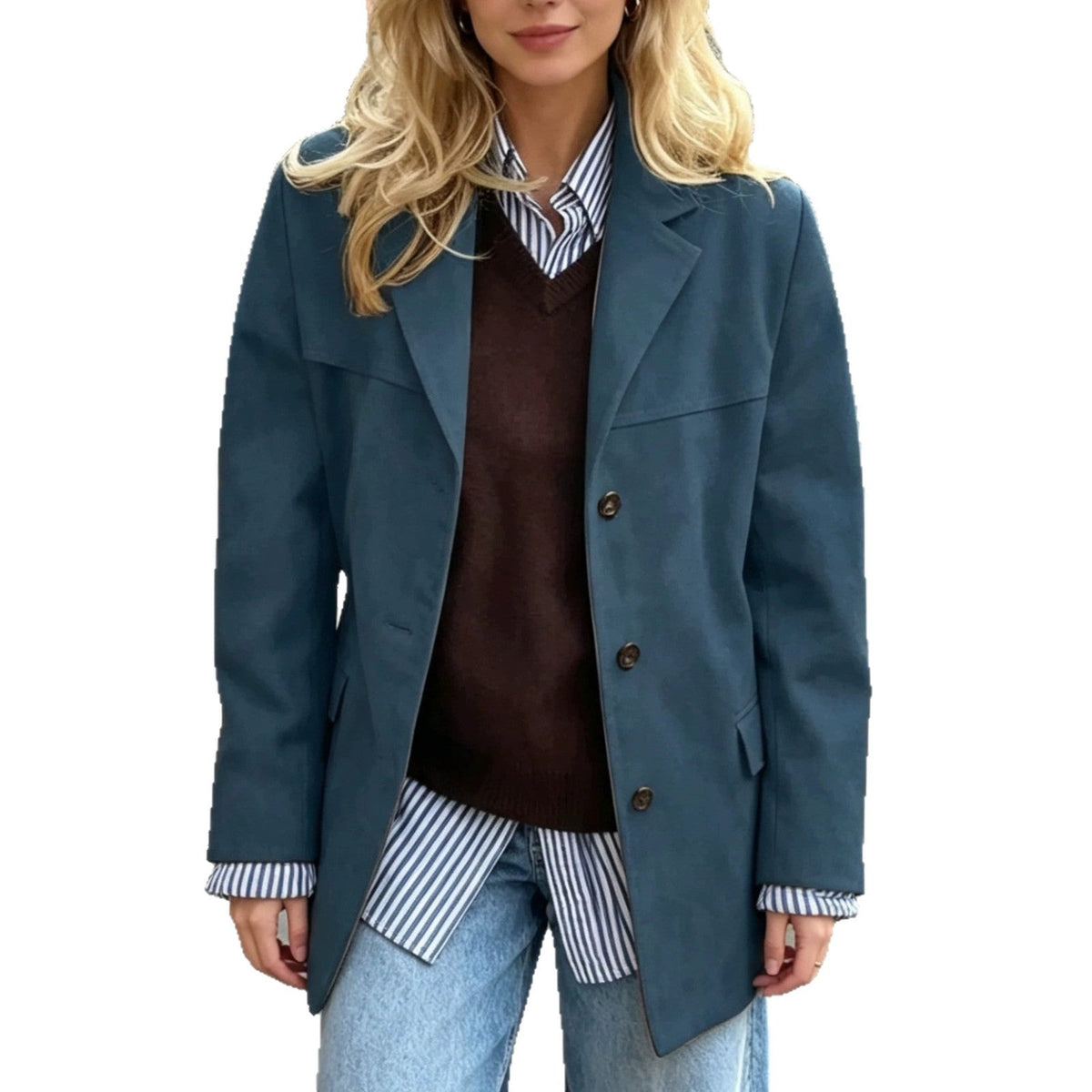 Blazer Damen mit lässiger Passform und Reverskragen - 8 - Annoboutique