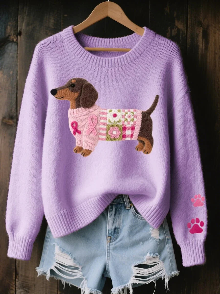 Damen Pullover mit Dackel-Motiv und Rundhalsausschnitt - 4 - Annoboutique
