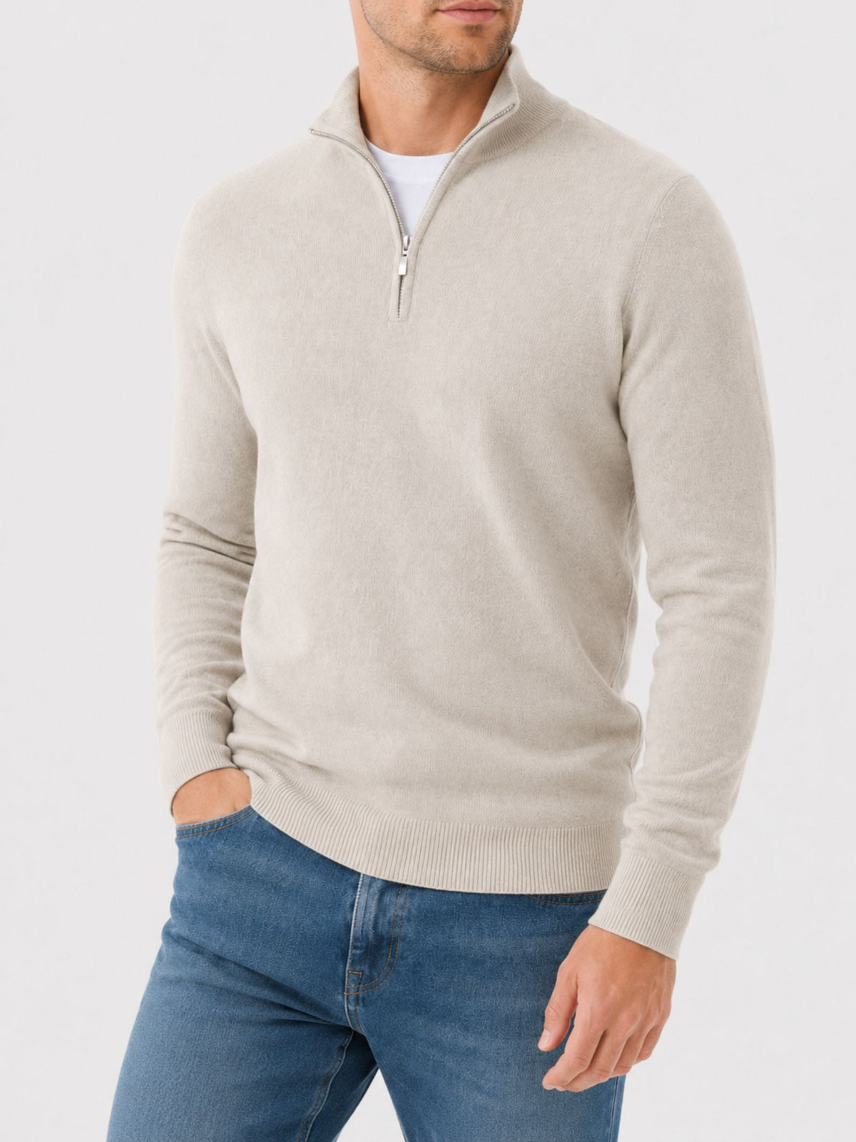 Pullover Damen mit Halbzip und figurbetontem Design - 2 - Annoboutique