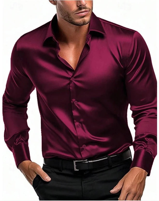 Elegantes Herrenhemd mit italienischem Kragen und Langarm - 1 - Annoboutique
