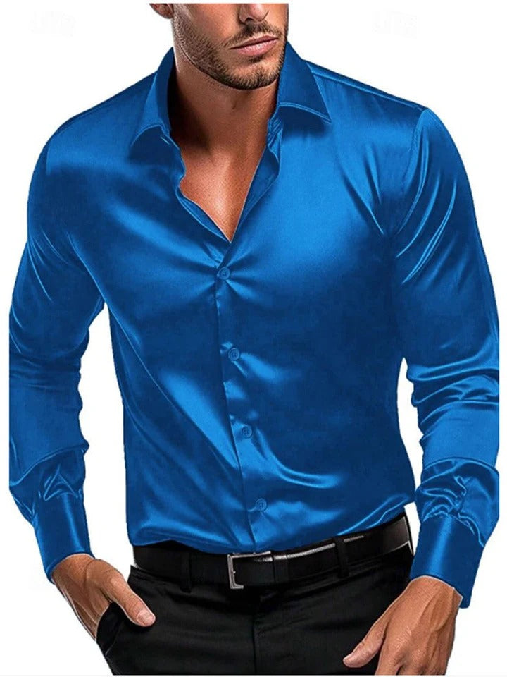 Elegantes Herrenhemd mit italienischem Kragen und Langarm - 3 - Annoboutique