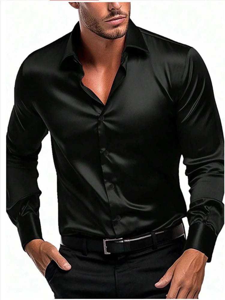 Elegantes Herrenhemd mit italienischem Kragen und Langarm - 4 - Annoboutique