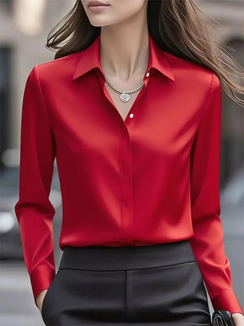 Bluse Damen mit traditionellem Kragen und Langarm – elegantes Design - 1 - Annoboutique