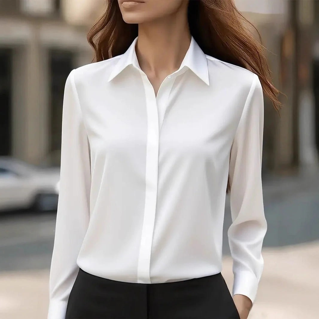 Bluse Damen mit traditionellem Kragen und Langarm – elegantes Design - 3 - Annoboutique
