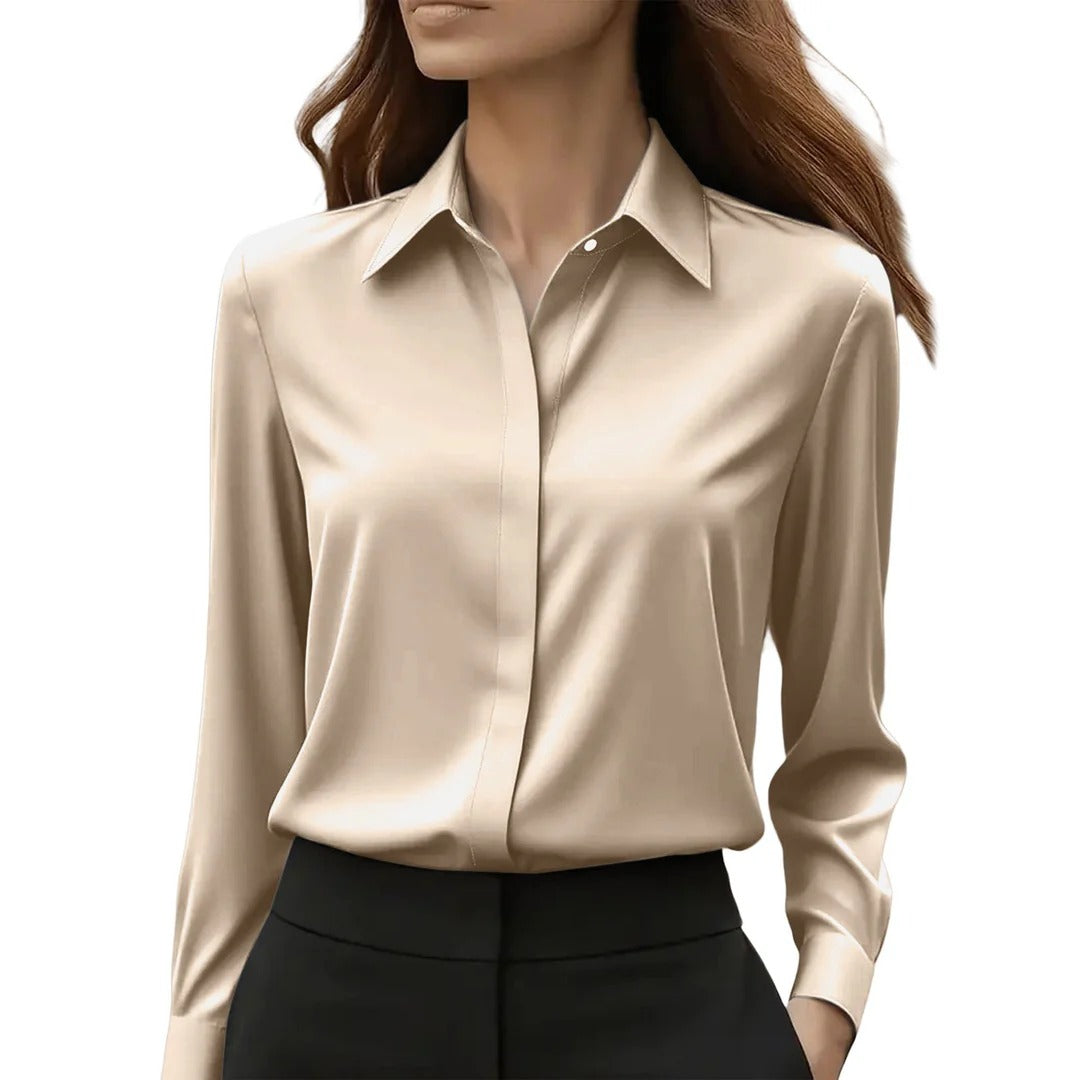 Bluse Damen mit traditionellem Kragen und Langarm – elegantes Design - 5 - Annoboutique
