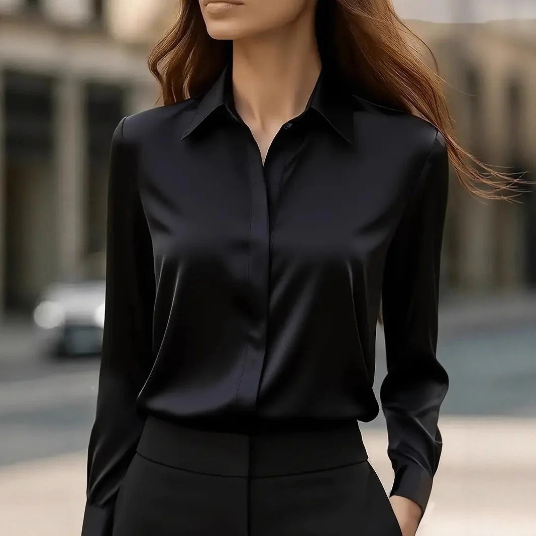 Bluse Damen mit traditionellem Kragen und Langarm – elegantes Design - 6 - Annoboutique
