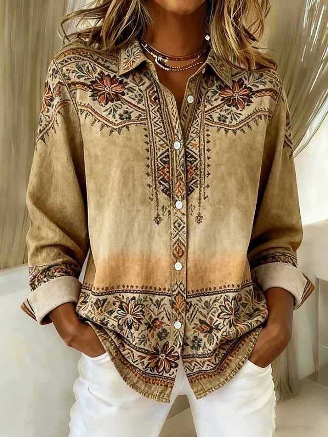 Bluse Damen mit floralem Muster und Knopfdetails - 1 - Annoboutique