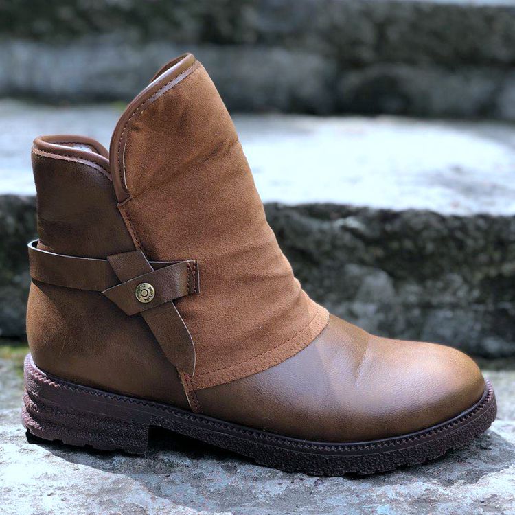 Damen Relaxed Fit Stiefel mit verstellbarem Riemen - 1 - Annoboutique