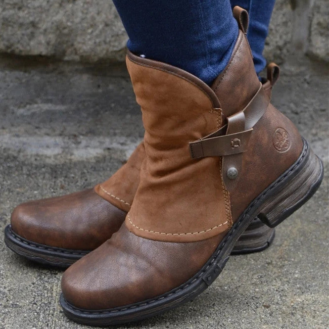 Damen Relaxed Fit Stiefel mit verstellbarem Riemen - 2 - Annoboutique