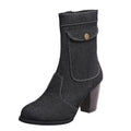 Modische Mid-Leg Stiefel für Damen mit stylischem Absatz - 6 - Annoboutique