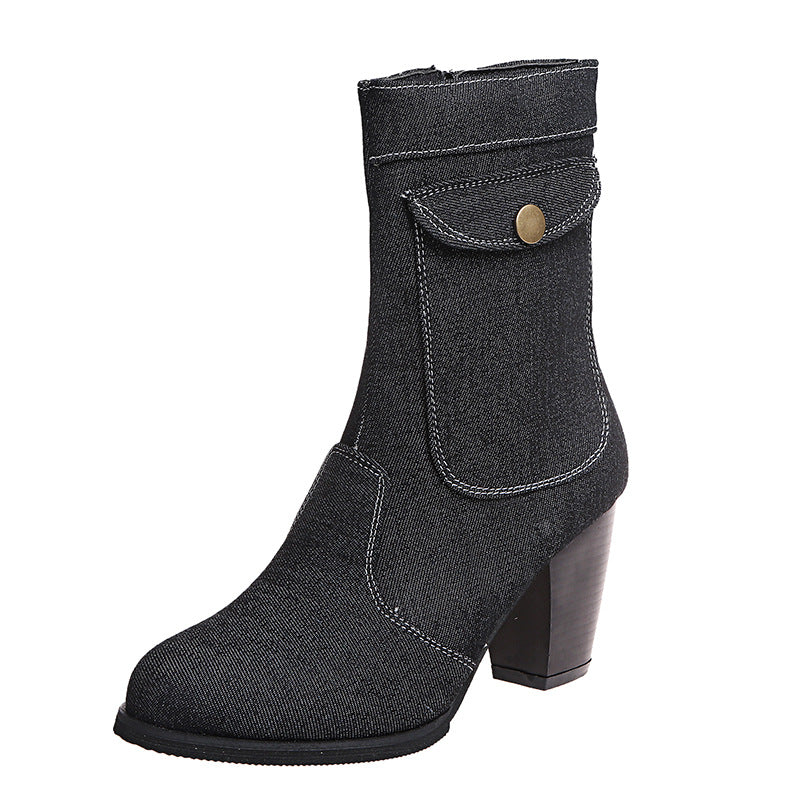 Modische Mid-Leg Stiefel für Damen mit stylischem Absatz - 6 - Annoboutique