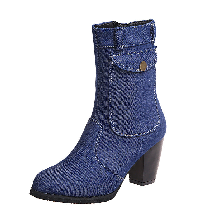 Modische Mid-Leg Stiefel für Damen mit stylischem Absatz - 7 - Annoboutique