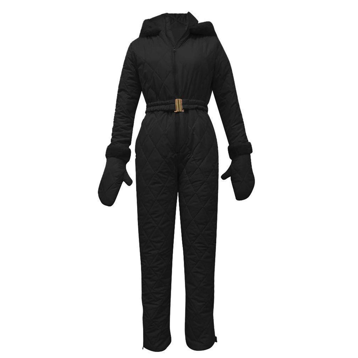 Stylischer Damen-Jumpsuit im Slim-Fit mit kuscheligem Kunstfellkragen - 2 - Annoboutique