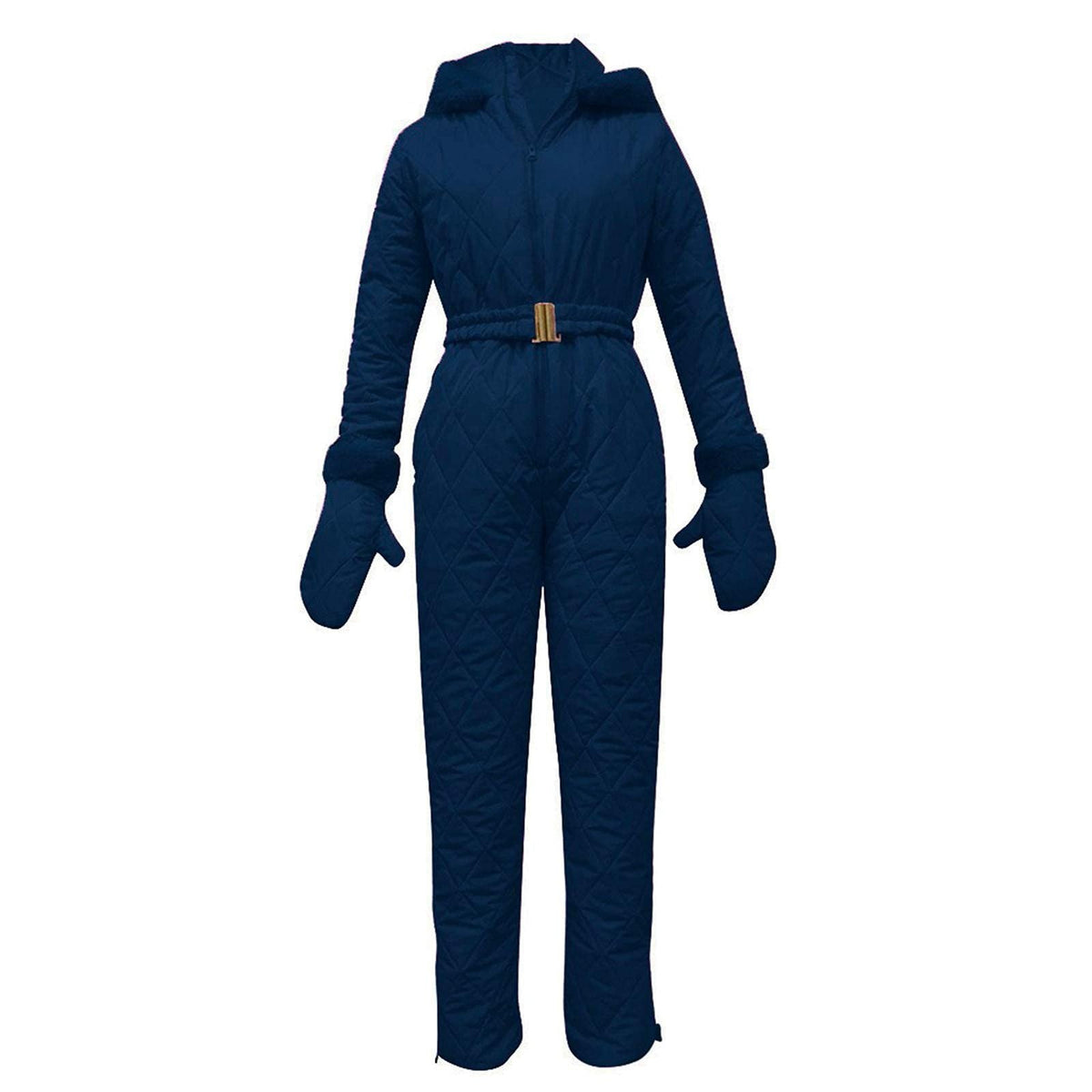 Stylischer Damen-Jumpsuit im Slim-Fit mit kuscheligem Kunstfellkragen - 4 - Annoboutique