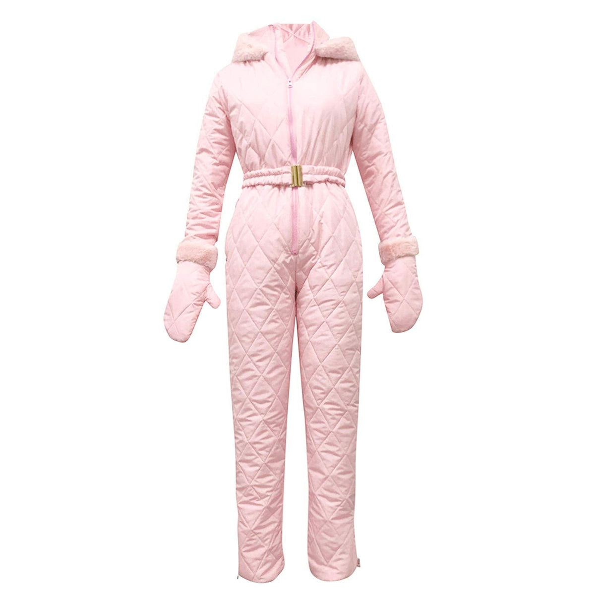 Stylischer Damen-Jumpsuit im Slim-Fit mit kuscheligem Kunstfellkragen - 6 - Annoboutique