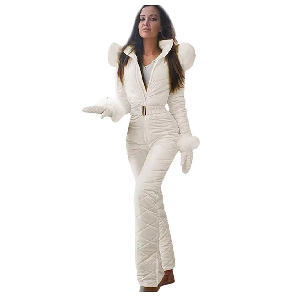 Stylischer Damen-Jumpsuit im Slim-Fit mit kuscheligem Kunstfellkragen - 7 - Annoboutique