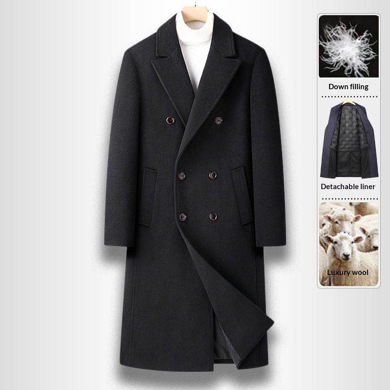 Herren Slim-Fit Doppelreiher Mantel mit praktischen Seitentaschen - 3 - Annoboutique