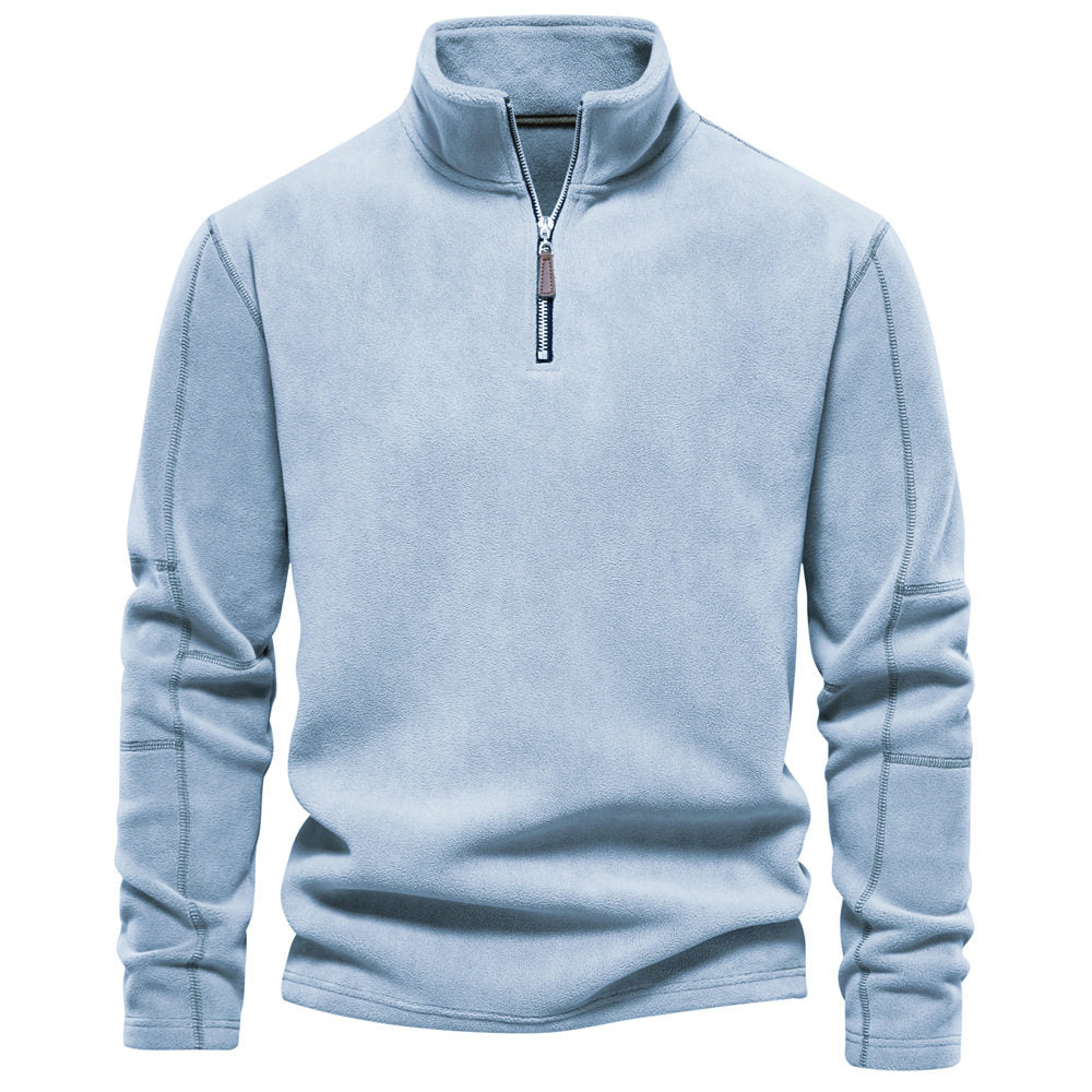 Klassischer Herren Pullover mit Stehkragen und Teil-Reißverschluss - 5 - Annoboutique