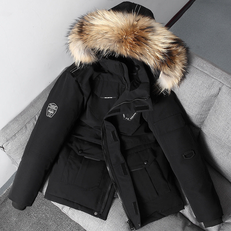 Herrenjacke mit Kapuze und großem Pelzkragen für kalte Tage - 3 - Annoboutique
