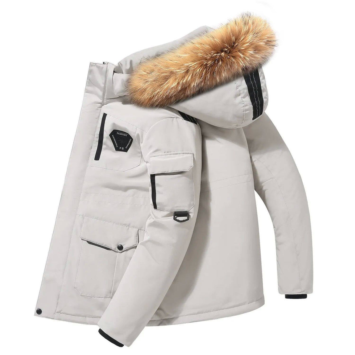 Herrenjacke mit Kapuze und großem Pelzkragen für kalte Tage - 7 - Annoboutique