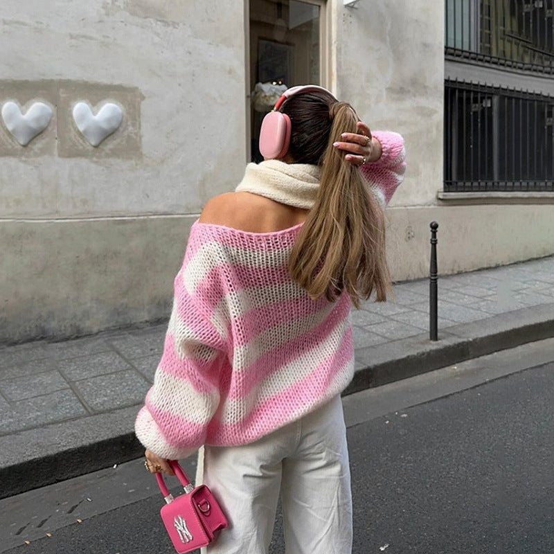 Lässiger Damenpullover mit Streifenmuster und Relaxed Fit - 5 - Annoboutique