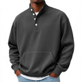 Modisches Herren Sweatshirt mit Knopfleiste und langen Ärmeln - 2 - Annoboutique