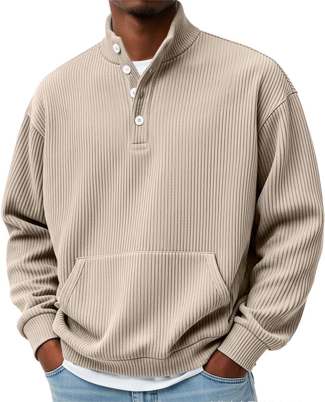 Modisches Herren Sweatshirt mit Knopfleiste und langen Ärmeln - 5 - Annoboutique