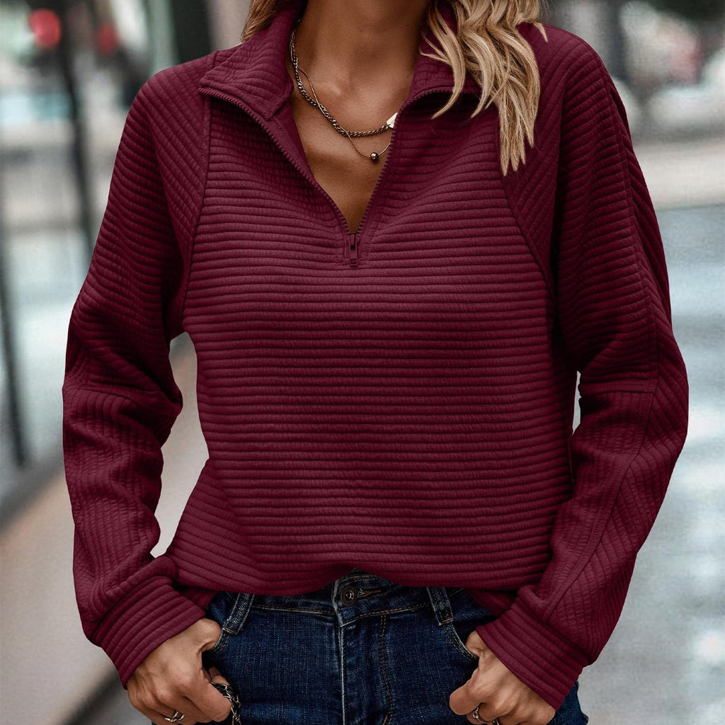 Modischer Damen Hoodie mit praktischem Stehkragen und Reißverschluss - 5 - Annoboutique