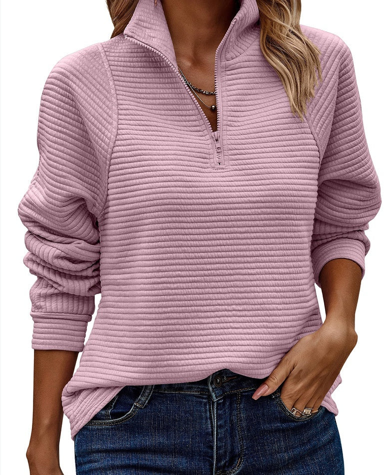Modischer Damen Hoodie mit praktischem Stehkragen und Reißverschluss - 8 - Annoboutique