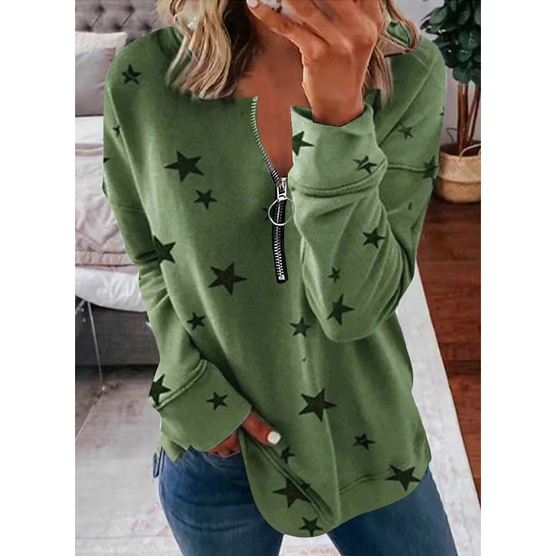 Damen Sweatshirt mit modernem Reißverschluss und lässiger Passform - 1 - Annoboutique