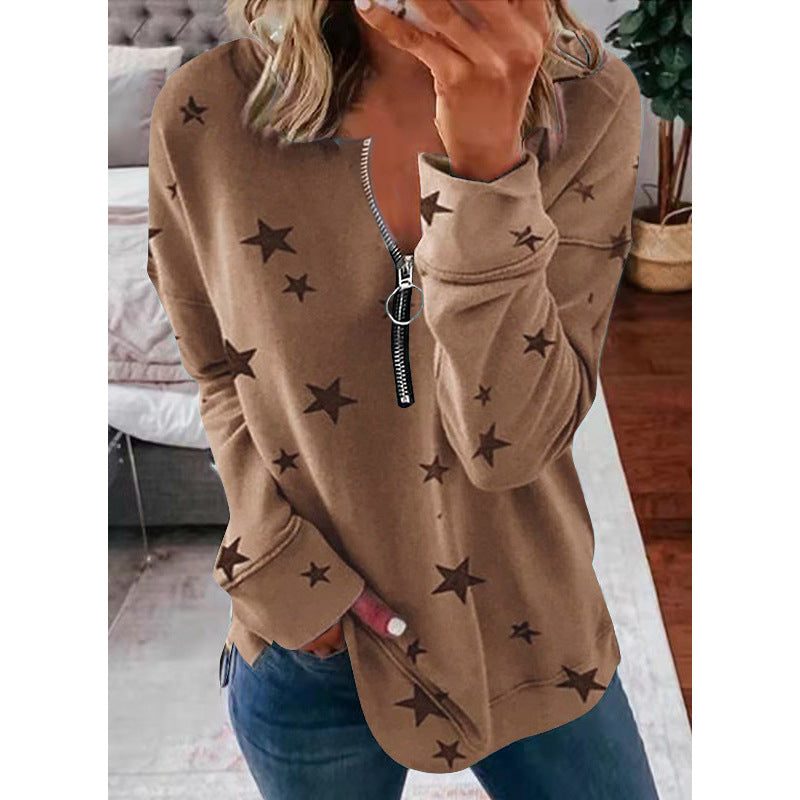 Damen Sweatshirt mit modernem Reißverschluss und lässiger Passform - 2 - Annoboutique