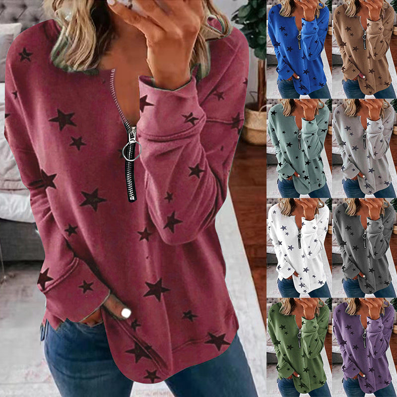Damen Sweatshirt mit modernem Reißverschluss und lässiger Passform - 4 - Annoboutique