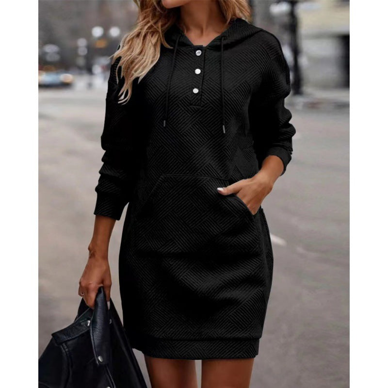 Damen Kapuzenkleid mit praktischer Tasche - 2 - Annoboutique