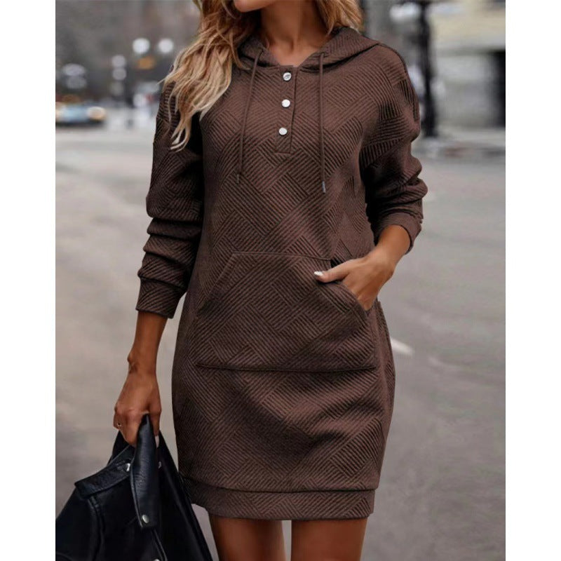 Damen Kapuzenkleid mit praktischer Tasche - 3 - Annoboutique