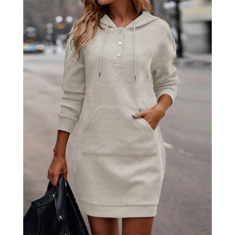 Damen Kapuzenkleid mit praktischer Tasche - 5 - Annoboutique