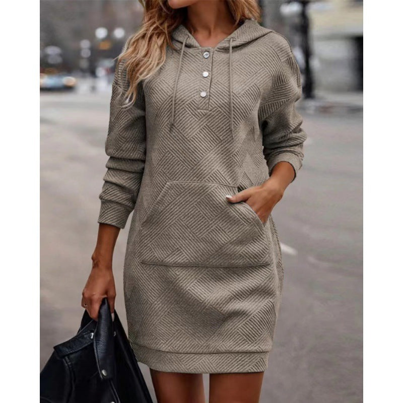 Damen Kapuzenkleid mit praktischer Tasche - 7 - Annoboutique