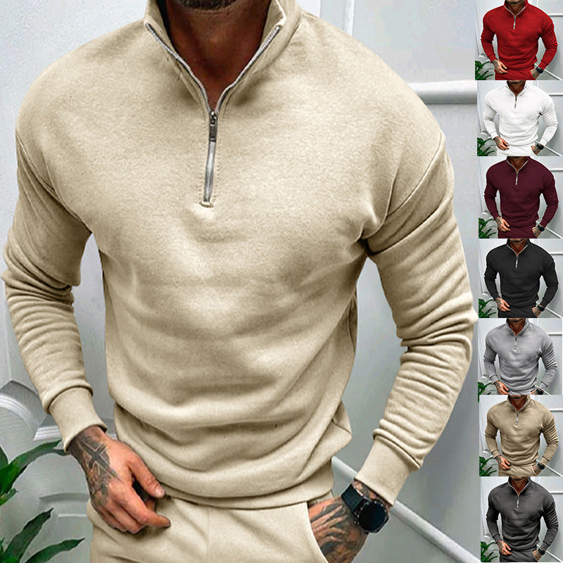 Herren Fleece-Pullover mit stilvollem Reißverschlusskragen - 1 - Annoboutique