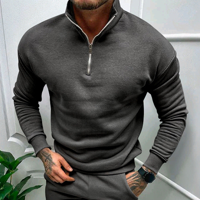 Herren Fleece-Pullover mit stilvollem Reißverschlusskragen - 3 - Annoboutique