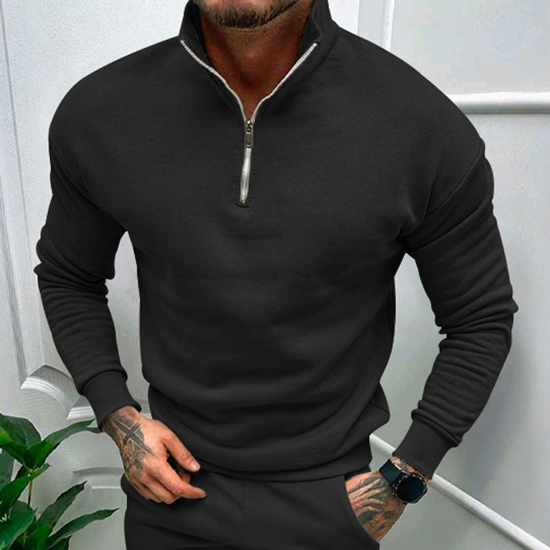 Herren Fleece-Pullover mit stilvollem Reißverschlusskragen - 5 - Annoboutique