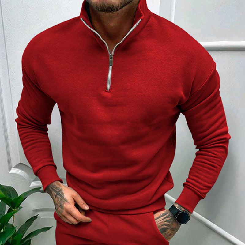 Herren Fleece-Pullover mit stilvollem Reißverschlusskragen - 10 - Annoboutique
