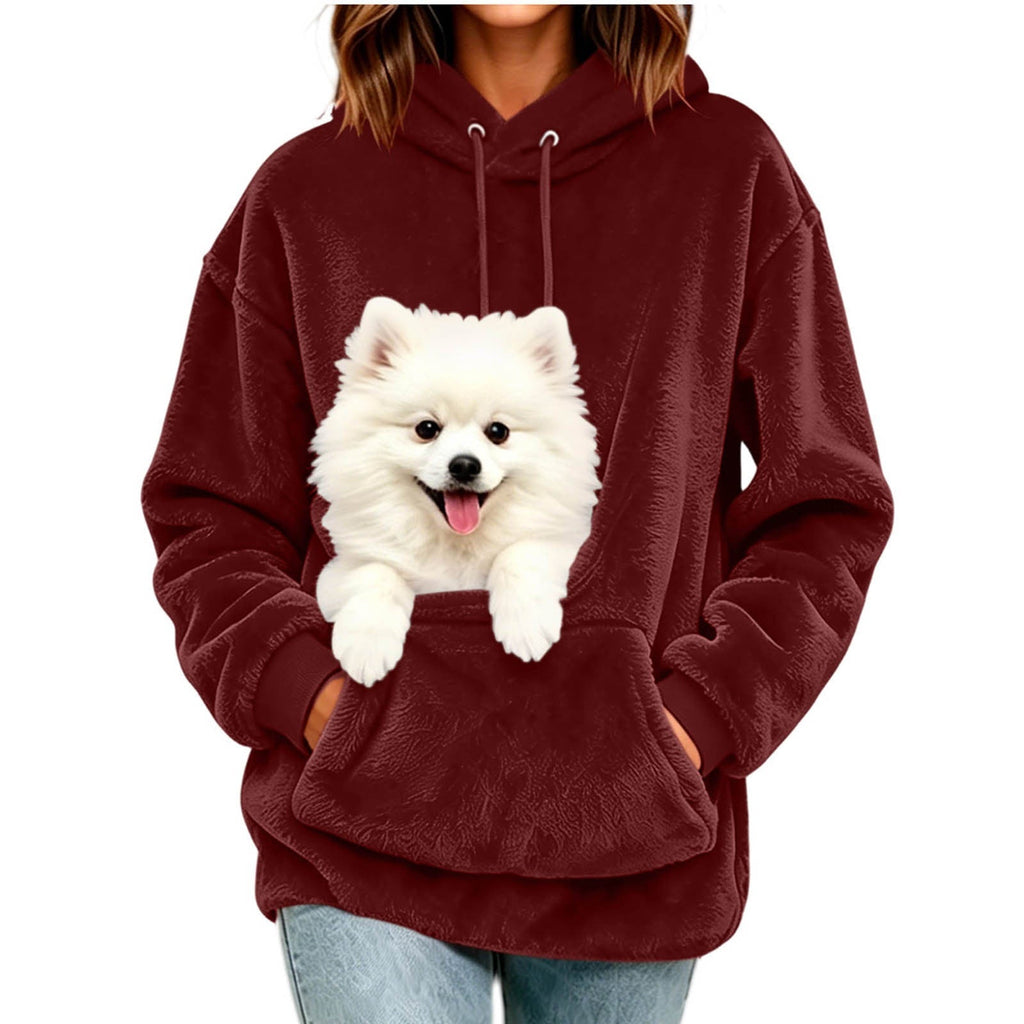 Bequemer Damen-Hoodie mit großer Tasche für Haustiere unterwegs - 2 - Annoboutique