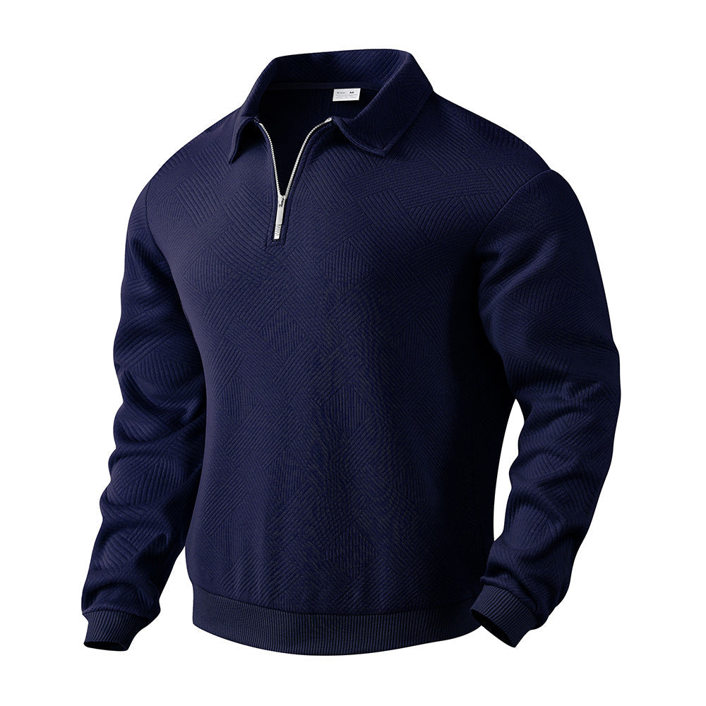 Herren Sweatshirt mit Halb-Zip und Jacquard-Muster für einen modernen Look - 2 - Annoboutique