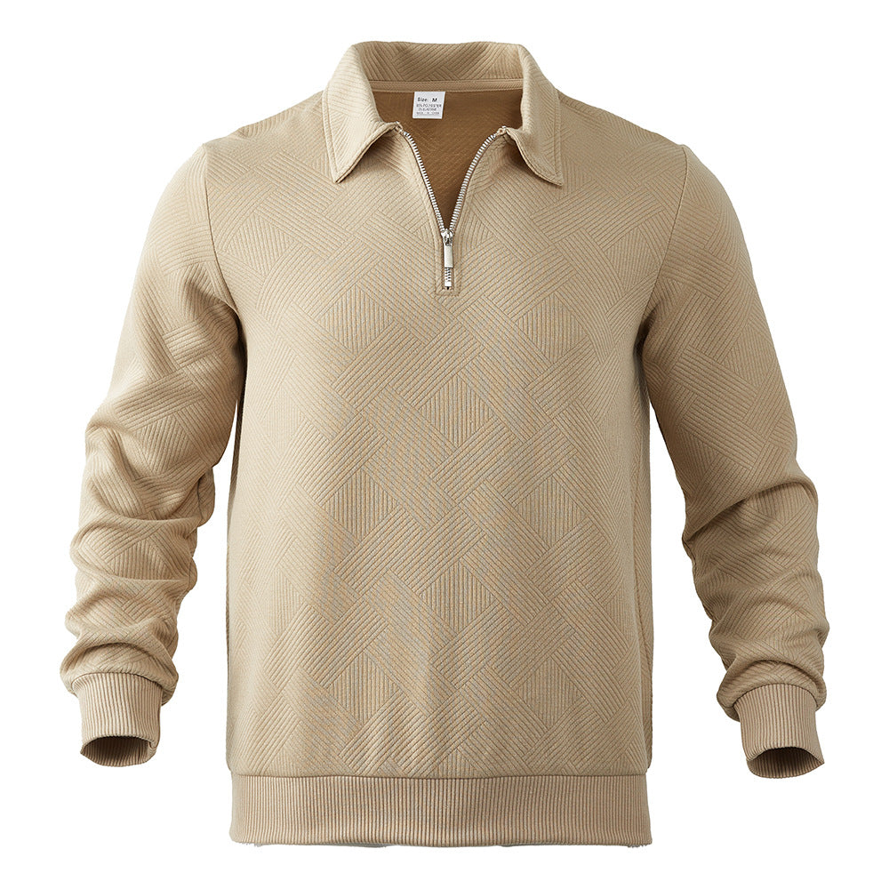 Herren Sweatshirt mit Halb-Zip und Jacquard-Muster für einen modernen Look - 3 - Annoboutique