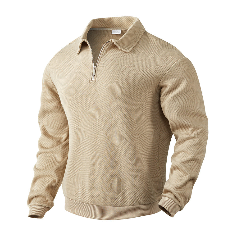 Herren Sweatshirt mit Halb-Zip und Jacquard-Muster für einen modernen Look - 4 - Annoboutique