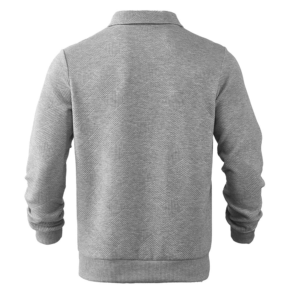 Herren Sweatshirt mit Halb-Zip und Jacquard-Muster für einen modernen Look - 6 - Annoboutique
