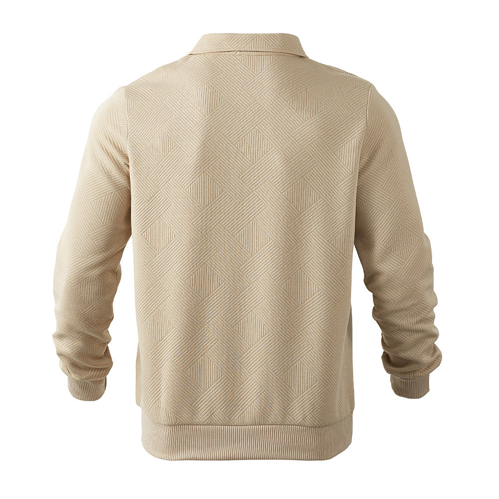Herren Sweatshirt mit Halb-Zip und Jacquard-Muster für einen modernen Look - 7 - Annoboutique