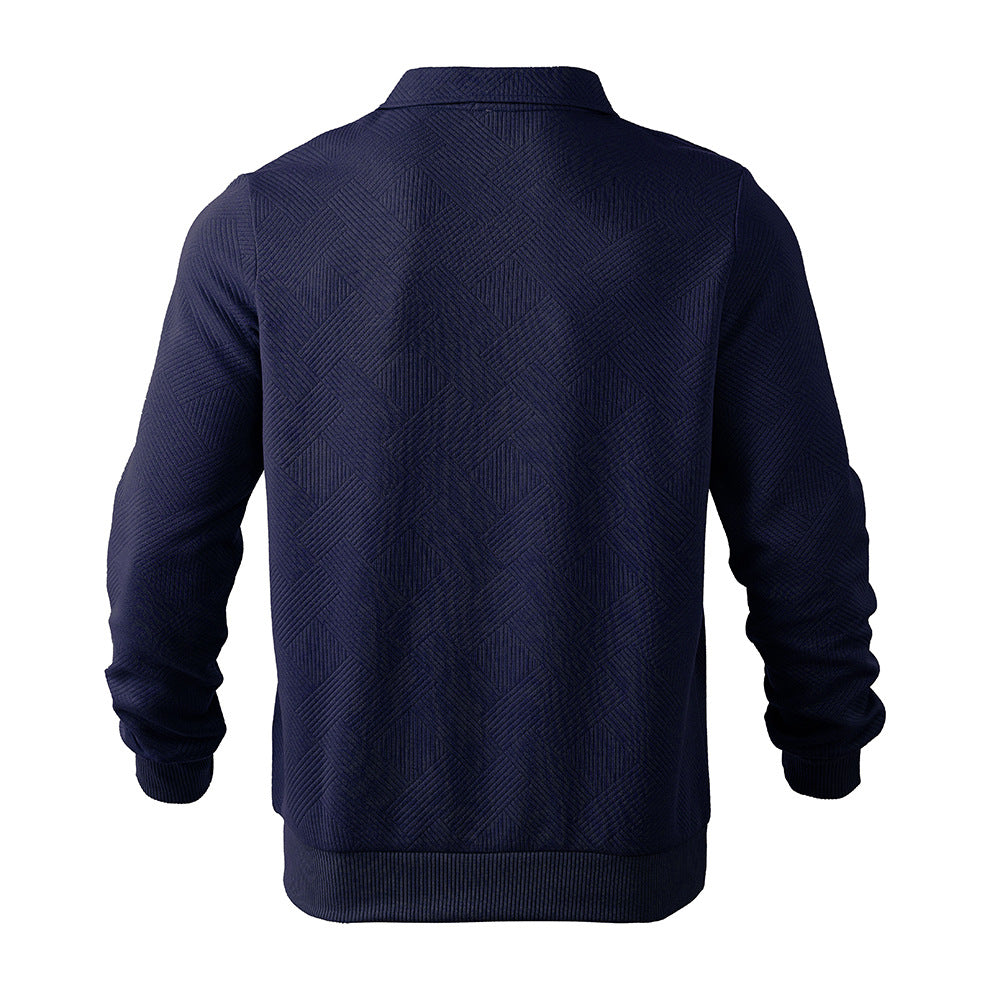 Herren Sweatshirt mit Halb-Zip und Jacquard-Muster für einen modernen Look - 8 - Annoboutique