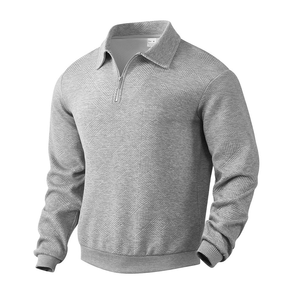 Herren Sweatshirt mit Halb-Zip und Jacquard-Muster für einen modernen Look - 9 - Annoboutique